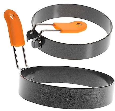 2 Stück Antihaft Eierform Und Pfannkuchenform Runde Edelstahl Spiegelei Ringe Mit Silikon Griff Ideal Für Spiegeleier Pfannkuchen Und Sandwiches Leicht Zu Reinigen Und Wiederverwendbar
