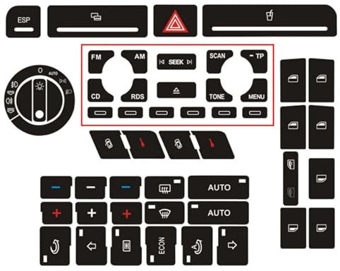 VVBNIN Auto Dekoration Aufkleber Kompatibel Mit A4 Für B6 Für B7 Klima-Einstellknopf Reparaturknopf Schalter Türschloss Reparatur Aufkleber Innenausstattung(Type-B)
