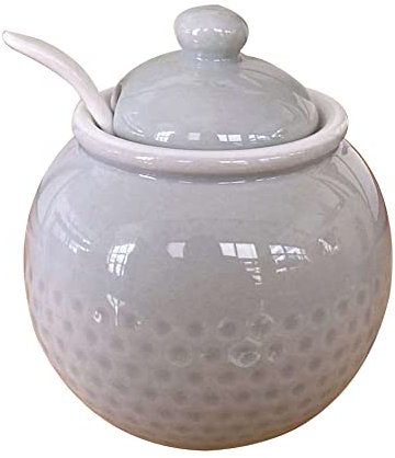 Sucrier, boîte à assaisonnement, sucrier avec couvercle et cuillère, boîtes à sucre à café en céramique, pot à sucre, récipient à sucre, pot à épices, pot à sel, boîte à assaisonnement - Rouge - 250 m