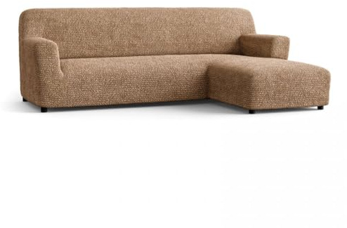 Sofabezug für rechtes Ecksofa mit Ottomane, anpassbar an die Möbel, 350-540 cm, angenehmer Griff, weich (Beige)
