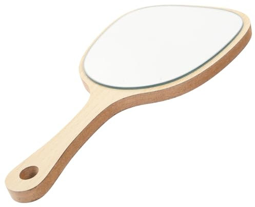 AUTSUPPL Badezimmerspiegel Aus Holz Mit Griff Handspiegel Für Damen Zur Wandmontage Mit Hakenloch Schminkspiegel Für Make-up Zuhause Salon Reisen Sector Varnish Mittlere