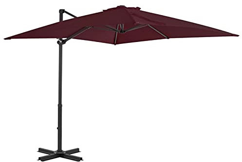 Xichuzi Ampelschirm mit Aluminium-Mast, Balkon Sonnenschirm, Marktschirm, Garten, Balkon Schirm, Sonnen Schirme, Balkonschirm, Bordeauxrot 250x250 cm
