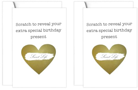 2 Stück Geburtstag Rubbelkarte zum Aufdecken, Machen Sie Ihre eigene Rubbelkarte, Personalisierte Rubbelkarte zum Überraschen Geburtstag | Überraschung Rubbelkarte mit Goldfolien-Herz |