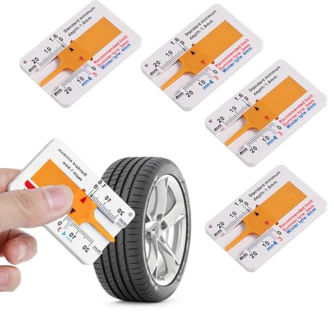 AEIOPRS 4 Misuratori Profondità Battistrada Pneumatici 0-20mm Strumento Digitale per Auto Arancione