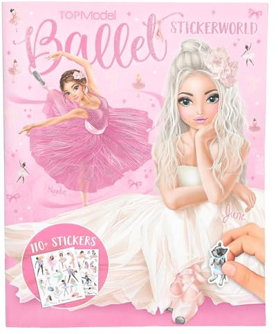 Depesche 13610 TOPModel Stickerworld Ballet - Stickerbuch mit 20 Hintergrundseiten zum Bekleben, inkl. 3 Doppelseiten Kleidungs- und Accessoire Aufklebern, Rose