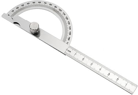 NUOBESTY Goniometro Righello Resistente All'abrasione a Due Bracci in Acciaio Inossidabile 0-180° per Falegname e Scuola Elementare