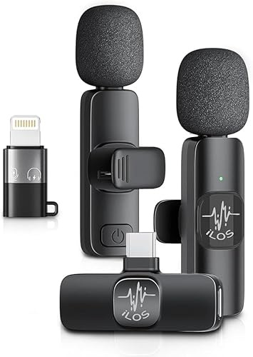ILOS Wireless Lavalier Microphone for iPhone & Android Clip-On Mic, Noise Reduction, 65ft Range, 8H Battery, Plug & Play - Ideal for Vlogging, YouTube, Podcasts, Interviews