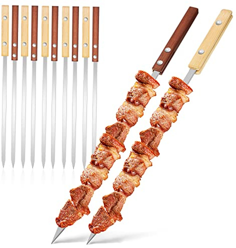 Milisten 12 Pièces Brochettes Acier Inoxydable Poignées Accessoires Pratiques pour Barbecue Camping