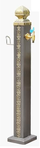 LUNAIZHUO Fontana da Giardino Decorativa Antica, Colonna d'Acqua Antigelo con Gancio, Idrante con Rubinetto Interamente in Rame con Serratura(110cm/43in)