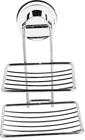 Ipetboom Jabonera de Acero Inoxidable y Abs para Baño y Ducha de Doble Capa Ventosa Fuerte Instalación Fácil y Elegante Soporte para Jabón en Color Plata