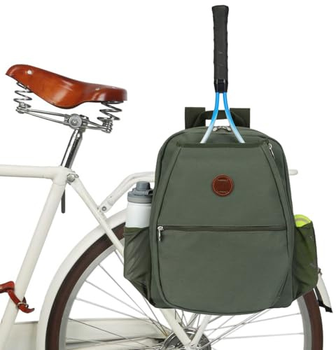 Tourbon Canvas-Tennis-Rucksack für Fahrrad, Hinterradtasche, Badmintonschläger, Tennistasche, große Sport-Pickleball-Tasche