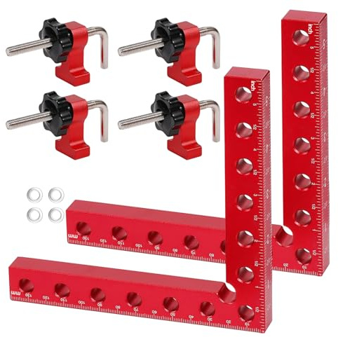 90 Degree Right Angle Positioning Square Clamp, 14x14cm Aluminium Alloy Right Angle Square Clamp Professional Woodworking Clamps for Picture Frames Cabinet Drawers (Set of 2)