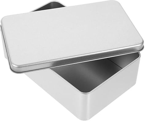 STOBAZA Metal Biscuit Tin with Lid Rectangular Cake Tin for Storage Cookie Container for Biscuits Snacks and Treats Tinplate Box for Home Organisation Travel Carrying 7.09 X 4.33 X 2.17In