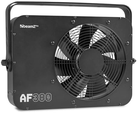 BeamZ Pro AF380 DMX Bühnenventilator – Variable Axial Windmaschine für Nebel & Effekte – Ventilator Groß mit 35m³/min, Speed Drehknopf, LCD & Powercon – Profi Fan für Events