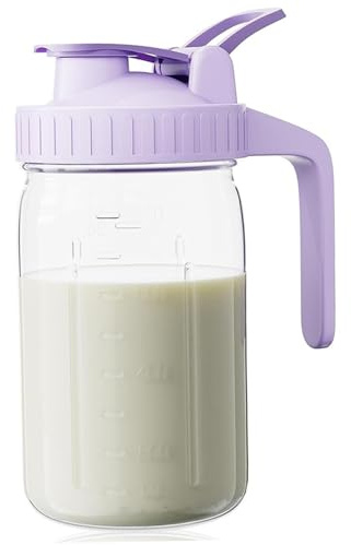 Bouteilles de stockage de lait maternel Pichet lait maternel étanche 32 oz avec poignée Bouteilles stockage en verre à verser facilement et en toute sécurité pour réfri