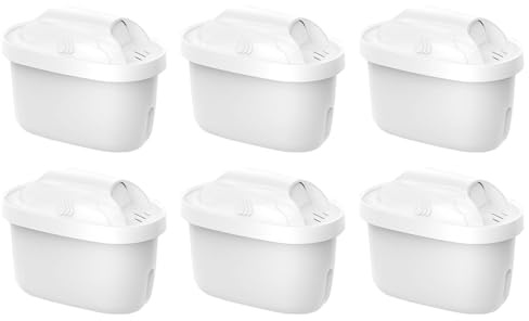 Filtre pour carafe - 6 cartouches activées, élimination des impuretés, remplacement du filtre à eau, odeurs, goût, chlore, plomb, fluorure | Compatible avec les carafes AquaCrest, usage domestiq