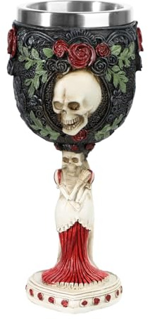 Stainless Steel Skull Wine Goblet Resin Skeletal Beer Cup Gothic Viking Warrior Skull Mug Medieval Drinkware Wineglasses Sacrifice Wine Chalice Cup Whiskey Cocktail Drinking Mug Halloween Bar Decor