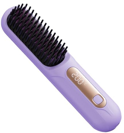 Plancha Para El Cabello - Plancha Alisadora Con LED 3 Temperaturas Ajustables,Peine Eléctrico Sin Cable,Para Viaje Hogar Estilizado Rizado Mujeres Niñas Fiesta Negocios Exterior