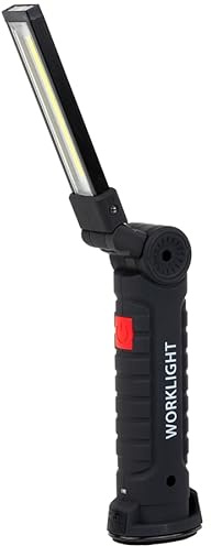 LUXULA LED-Arbeitsleuchte mit Akku, 5 Lichtmodi, USB-Aufladbar | 14 cm, 360° drehbare Taschenlampe mit Magnet Und Haken, Inspektionsleuchte, Werkstattlampe, Camping Zubehör