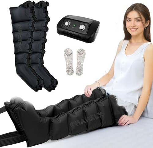 Tryckterapi Stövlar med 6 håligheter Benmassager Cirkulation Tryckterapi Tryckterapi Hushållsmaskin Lymfdränage Justerbar tid och tryck (svart 6 kameror, M-ben)
