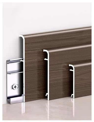 Plinthe en aluminium aspect bois de qualité supérieure, kit d'installation complet à clipser, mise à niveau rapide for les sols et les murs, paquet de 4(G,Height: 4 cm)