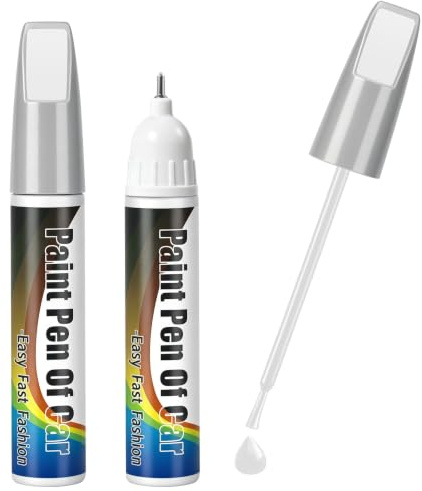 Penriter EWP Pearl White - Penna per ritocco auto, 2 pezzi | 2-In-1 vernice auto carrozzeria, penna anti graffio auto, penna riparazione graffi