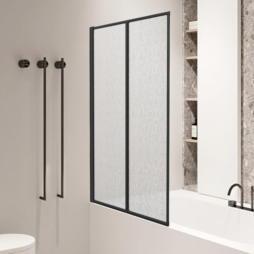 Monucep Mampara de ducha para bañera, 100 x 140 cm, 2 piezas, plegable, plástico PS