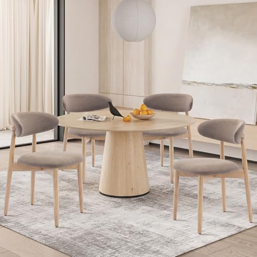 COLAMY Modern Dining Chairs Set with Wooden Legs – Upholstered Fabric Dining Room Chairs with Curved Backrest, Soft Cushion Seat, and Sturdy Rubberwood Frame for Kitchen, Living Room, or Café
