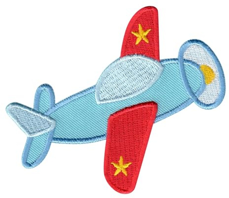 PatchMommy Flugzeug Aufnäher zum Aufbügeln für Kinder, 6,35 x 9 cm | Gesticktes Bügelbild, Patch & Applikation für Baby- und Kinderkleidung & Rucksäcke – zum Aufbügeln oder Aufnähen