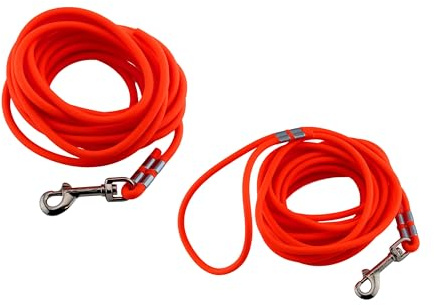 LENNIE Wasserfeste Schleppleine für kleine Hunde, Made in Germany, Easycare rund, 5m 10m 15m Hundeleine ohne Handschlaufe, Neon-Orange [Ø 6mm (bis 15kg), 15m]