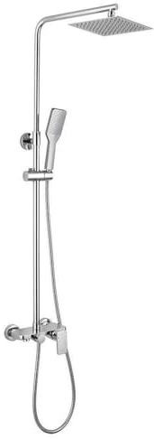 OXEN L124124 Duscharmatur Duschsäule DUA mit integriertem Ablage, Rundrohr ausziehbar in der Höhe von 80 bis 120 cm. Quadratische Handbrause Garantierte Ersatzteile, Chrom glänzend