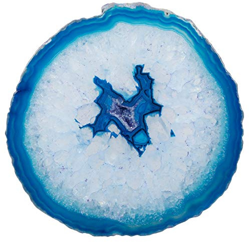 mookaitedecor 2 Stück Blau Geode Achat Platten Tisch Untersetzer