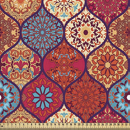 ABAKUHAUS marokkanisch Gewebe als Meterware, Orientalisches gewelltes natürliches, Schön Gewebten Stoff für Polster und Wohnaccessoires, 1M (148x100cm),Himbeere Dunkler Pfirsich