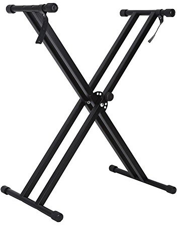 Wakects Doppelstrebiger Keyboardständer, verstellbarer, tragbarer, faltbarer X-Rahmen-Klaviertastaturständer mit Verriegelungsriemen für eine sichere Tastaturmontage