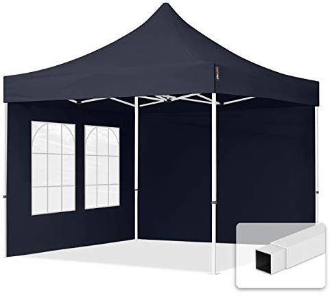 TOOLPORT 3x3m Pavillon Faltpavillon Klappzelt inkl. 2 Seitenteile Stahl Faltzelt Garten Partyzelt grau