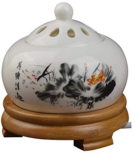 RXBFD Brûleur d'encens électronique de synchronisation, Four d'aromathérapie en céramique à température réglable, Lampe de diffuseur d'arôme d'huile Essentielle de Four de Bois d'agar