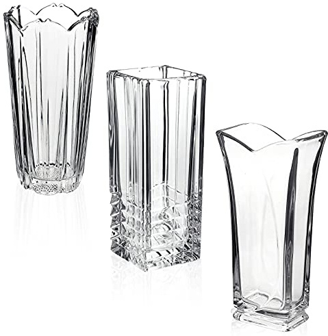 Clear Heavy Cut Glass Flower Vase Home Decor Wedding Gift Elegant (Square)