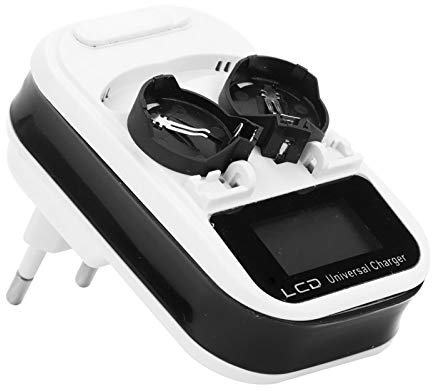 Caricabatterie per Pile a Bottone Ricaricabili, Intelligente con Indicatore LED Display LCD Caricatore Viaggio Indipendente Portatile Batterie Litio LIR2016 LIR2025 LIR2032 100~240V 2 Pezzi (EU)
