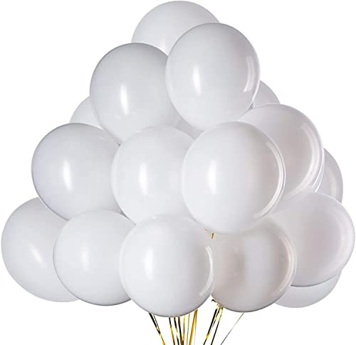50 Stück 12 Zoll Luftballons Weiß, Weiss Latex Helium ballons für Party Deko(Ø 30 cm)