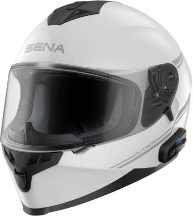 Sena Outride ECE-zertifizierte Motorrad Integralhelm Mir integrierter Bluetooth Intercom und Smartphone-Verbindung (Weiß, M)