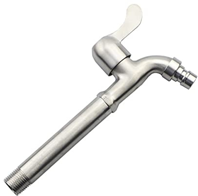 Shuiltad Wandhalterung Edelstahl Badezimmer Waschbecken Wasserhahn Waschmaschine Kaltwasser Armaturen, schnelles Öffnen und Schließen Garten Outdoor Wasserhahn, gebürstetes Nickel Finish, 7.9''