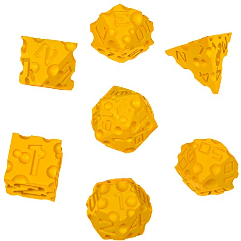 DND Käsewürfel, 3D-Druck, polyedrisches Würfel-Set, ideal für Dungeons and Dragons, Pathfinder, Tisch-RPG, MTG-Spiele, 7-teilig