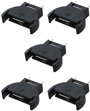 Dehumi 5 Pcs Noir Plastique CR2032 Button Batterie au Lithium Supports de Batterie