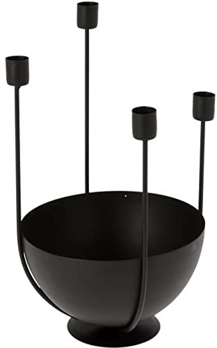 Bowl Kerzenhalter für 4 Stabkerzen m Dekoschale - Adventskranz Alternative Schwarz Scandi Ø20 x 33 cm (groß)