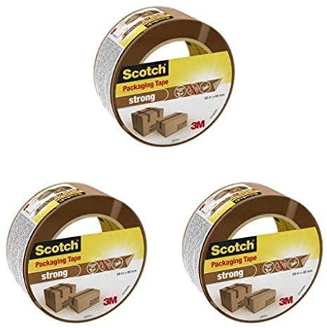 Scotch Ruban d'emballage résistant brun, 48 mm x 66 m, Paquet de 3