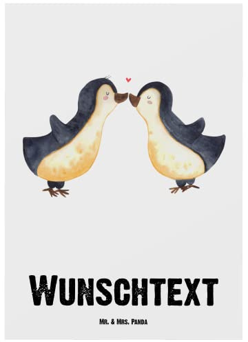 Mr. & Mrs. Panda Karte mit Namen Pinguin Liebe - Personalisierte Geschenke, Verlobung, Liebesspruch, postkarten, Geschenkidee, Hocheitstag, Postkarte, personalisiert, Geschenk Freundin, Vertraut