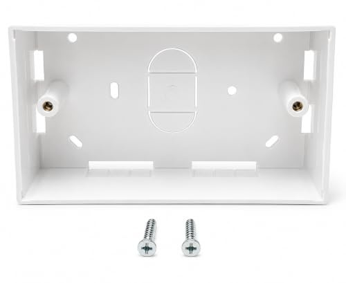 Surface Mounting Back Box for Wallplate Ethernet Faceplate, Multi Cable in/out Points (Double 145mm x 86mm x 32mm, White)