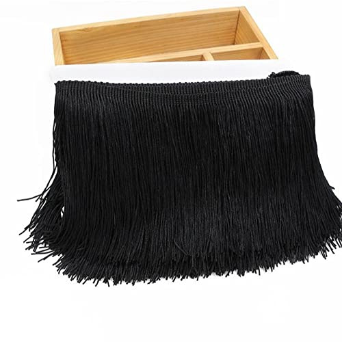 YdseozOA 10 m 15 cm de Encaje Fringe Tassel Chainette Fringe Trimming Ribbon for DIY Latin Dance Dress Embellishment Clothes Accessories Lace Ribbon-Black