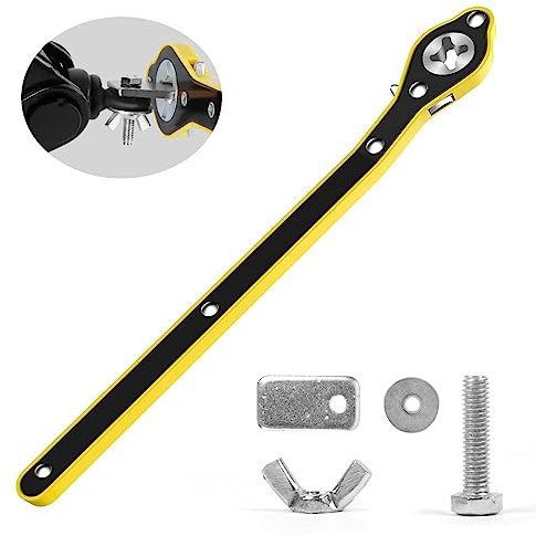 CMTOOL Car Jack Ratchet Wrench Tool, 360° Swivel Jack Ratchet Wrench with Long Handle, Universal Auto Labor-Saving Tool with Conversion Head Adapter