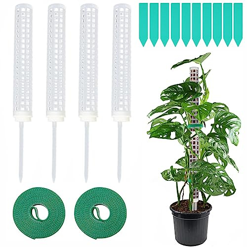 LSRVNM Tutores para Plantas, Moss Pole, Palo de Musgo de Plástico, Tutores para Monstera, Palo de Tótem de Coco, Tutor Plantas Trepadoras, Poste de Soporte para Plantas, Estacas para Plantas (Blanco)